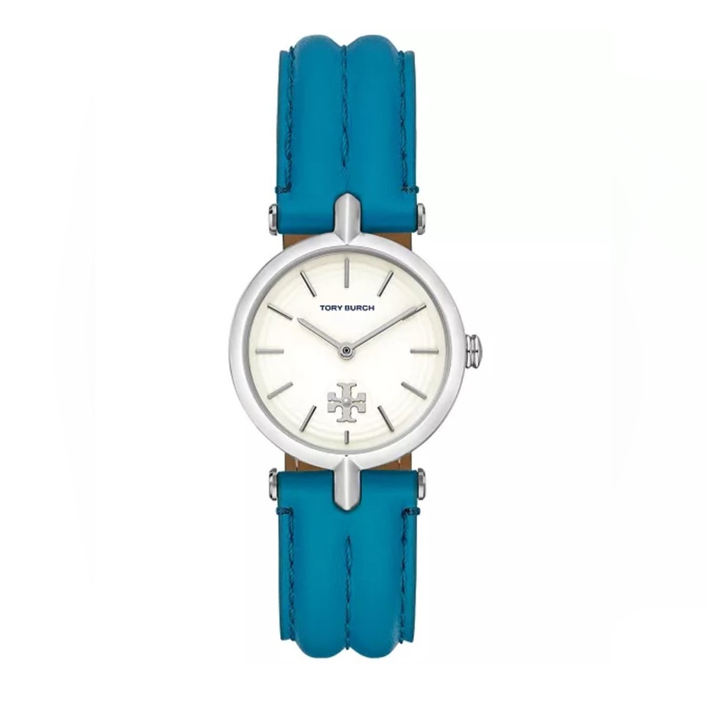 Tory Burch Kira Blue Leather Strap and Silver Watch 30mm TBW2042